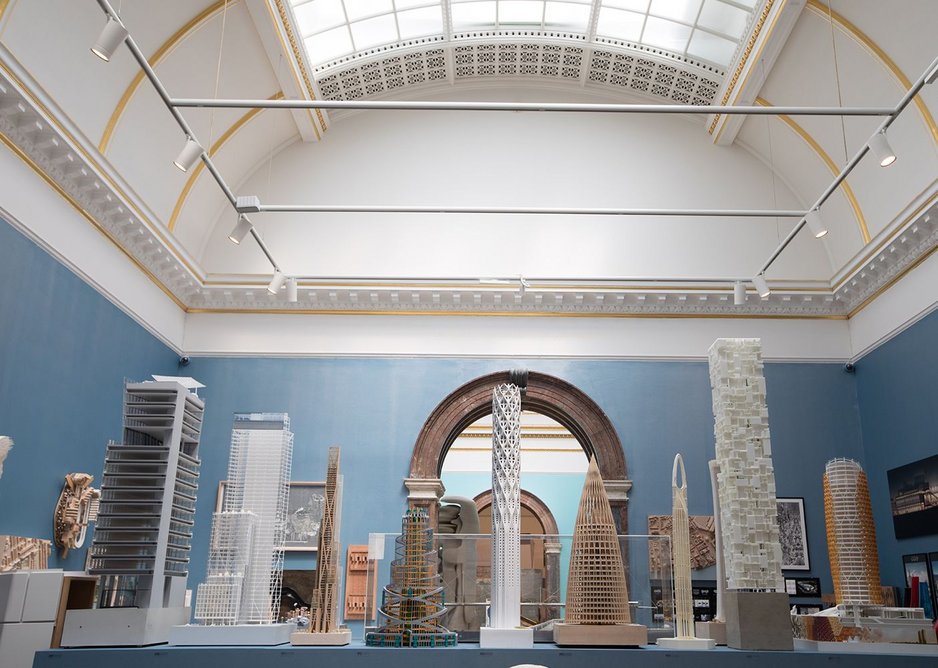 Models take centre stage in the architecture room within the Royal Academy Summer Exhibition 2018.