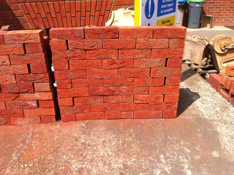 Mock up of brick panel for Channing School. Just Facades advised on the selection of handmade bricks by Charnwood Bricks.