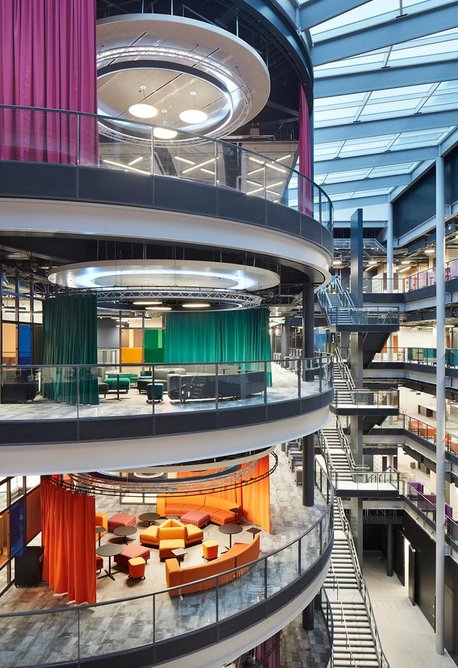 For the interior fit out for BBC Cymru Wales in Cardiff, ID:SR Sheppard Robson created colourful and collaborative spaces that are sensitive to neurodiversity. Inclusive design consultant Jean Hewitt advised on the impact of a typical office space on a neurodivergent individual.