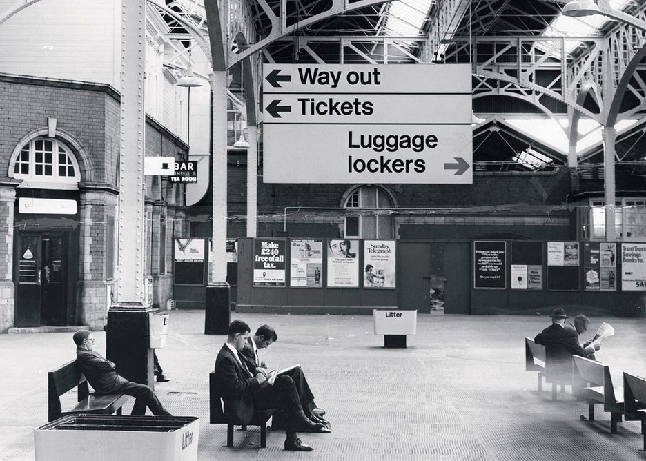 Paddington Station featuring Rail Alphabet, from the Margaret Calvert - Woman at Work exhibition at the Design Museum