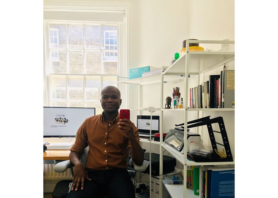 David Ogunmuyiwa takes a selfie, working from home during the lockdown.