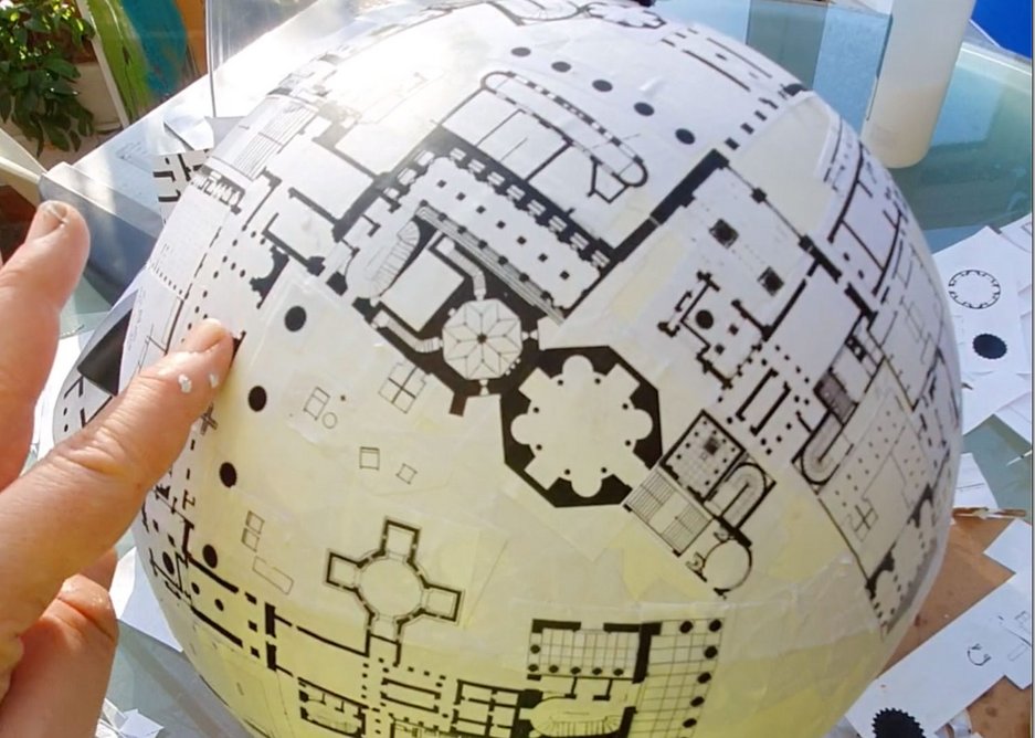 World of Interiors – World of Interiors globe project in progress (left) and complete (right), by Sam Jacob