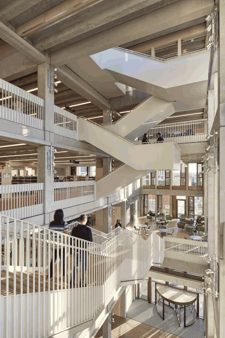 The criss-crossing staircases of the atrium of the Town House.