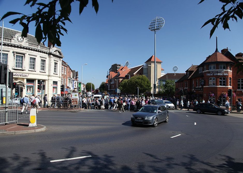 Spectators arriving at Trent Bridge cricket ground, Nottingham.