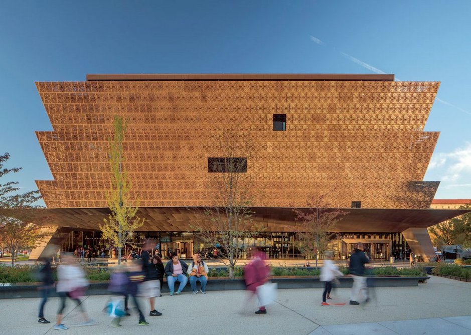The Smithsonian National Museum of African American Arts and Culture was Adjaye’s breakthrough project, political and high profile in the US heart of power in Washington DC, its Benin-inspired bronze corona disrupting the neoclassical institutions of the Mall.