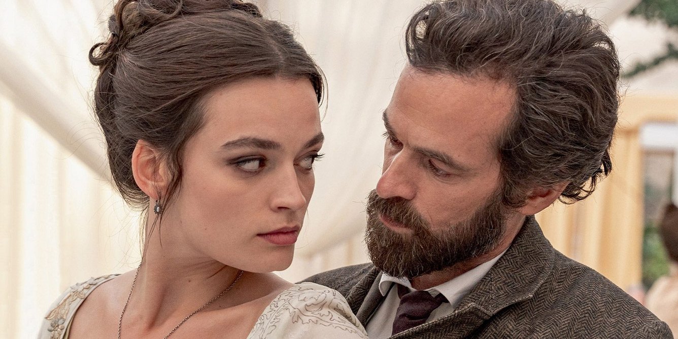 Adrienne Bourgés (Emma Mackey) and Gustave Eiffel (Romain Duris) in the film Eiffel, directed by Martin Bourboulon.