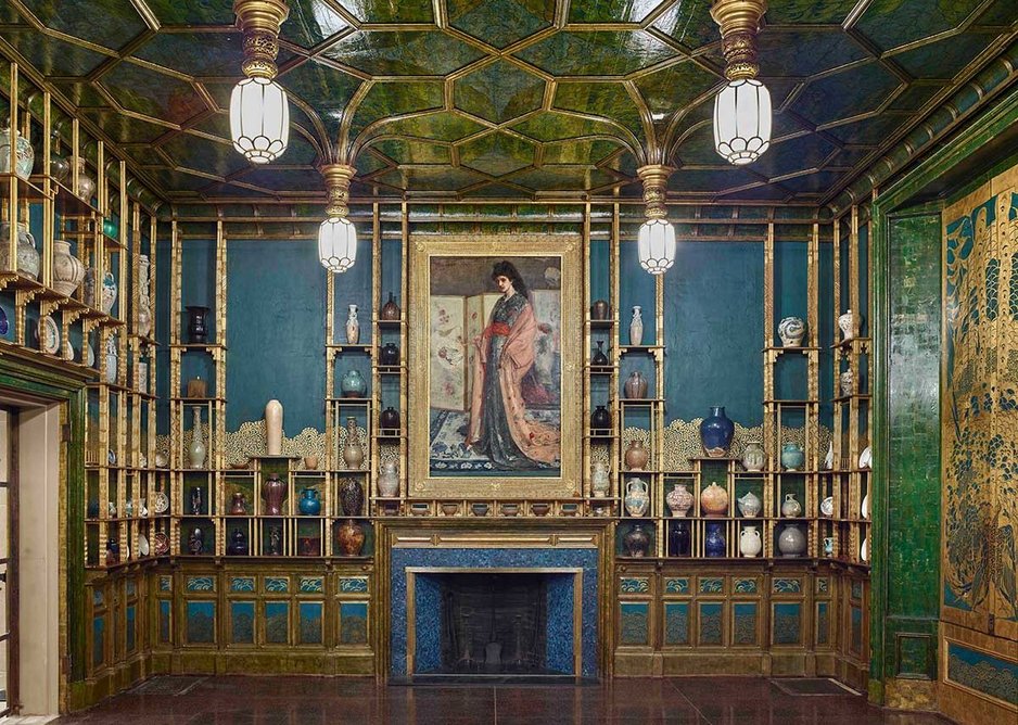 James Abbott McNeill Whistler, Peacock Room. Freer Gallery of Art, Smithsonian Institution, Washington, D.C. Gift of Charles Lang Freer. View showing The Princess from the Land of Porcelain. The room was the inspiration for Darren Waterston’s Filthy Lucre, now at the Victoria and Albert Museum.