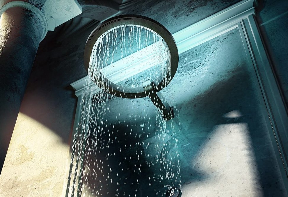 Graff Ametis: multifunction showerhead with rain and waterfall settings, six colour LED and chromotherapy.