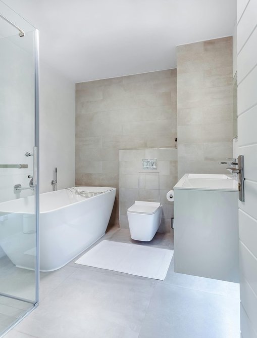 Bespoke Tile Access Panels with a recessed door that blends seamlessly into ceramic tiles. Provides easy access where regular maintenance to services is required, such as bathrooms.