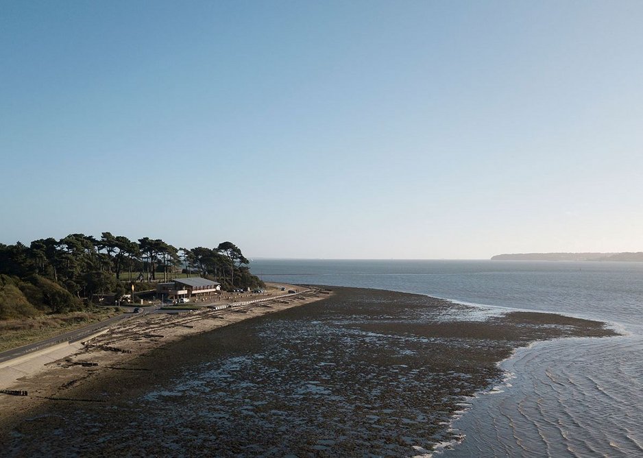 View from the West at low tide. The Lookout, Lepe Country Park by Hampshire County Council Property Services.