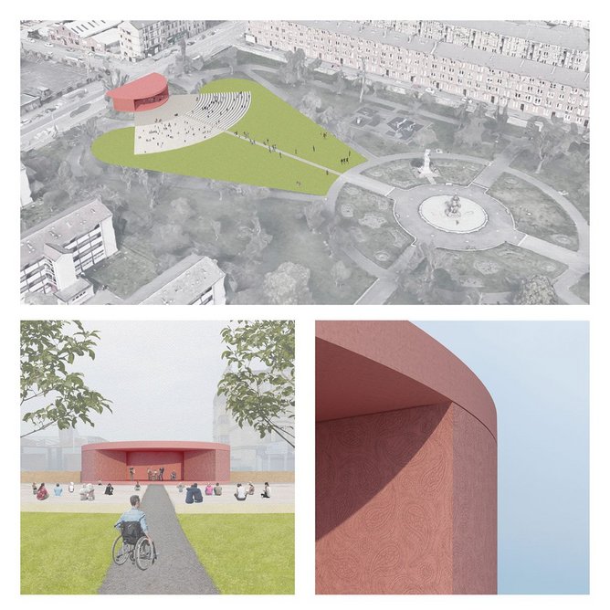 A new public events space for Paisley, envisaged local citizen Alison Love and Graeme Nicholls of Graeme Nicholls Architects as part of What if…?/Scotland. Image Courtesy of Graeme Nicholls Architects