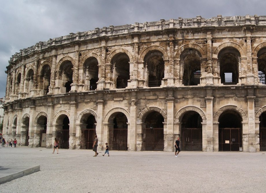 The amphitheatre in Nîmes in 2010. Medieval and later accretions have been removed to recover the amphitheatre’s original configuration.