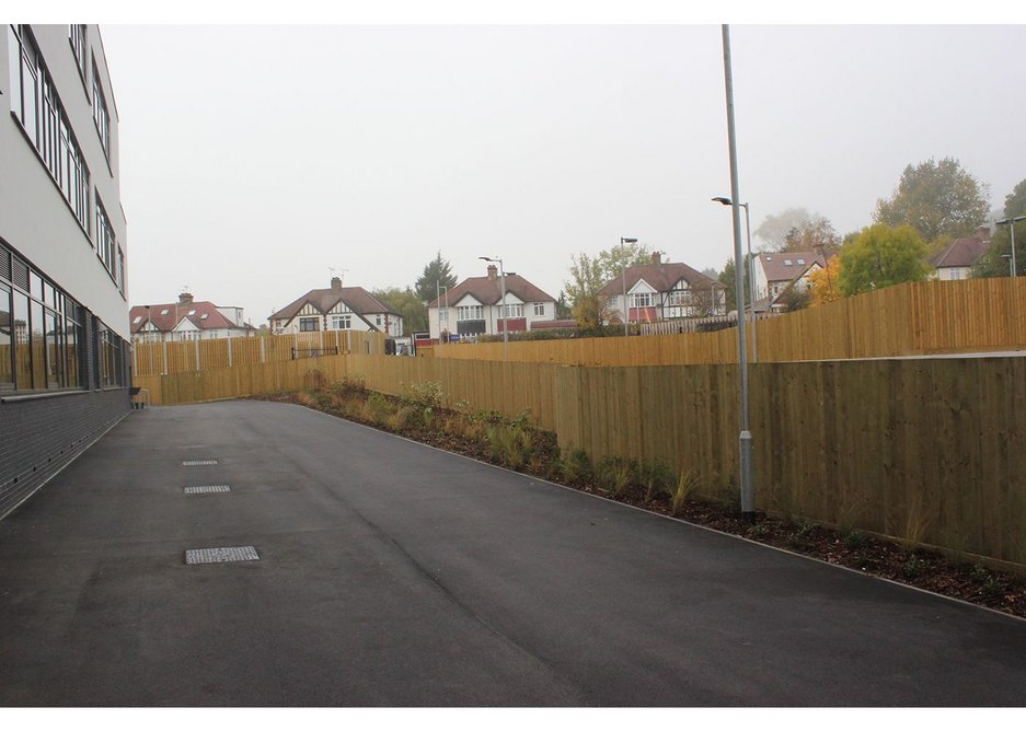 Jacksons’ Featherboard timber fencing was used internally to provide a clear boundary between the school and service yard at Northwood School, London.