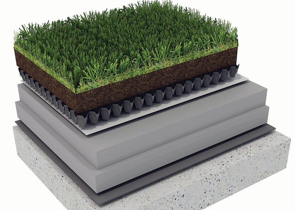 Inverted green roof buildup using XENERGY™ SL and XENERGY™ MK by Dow