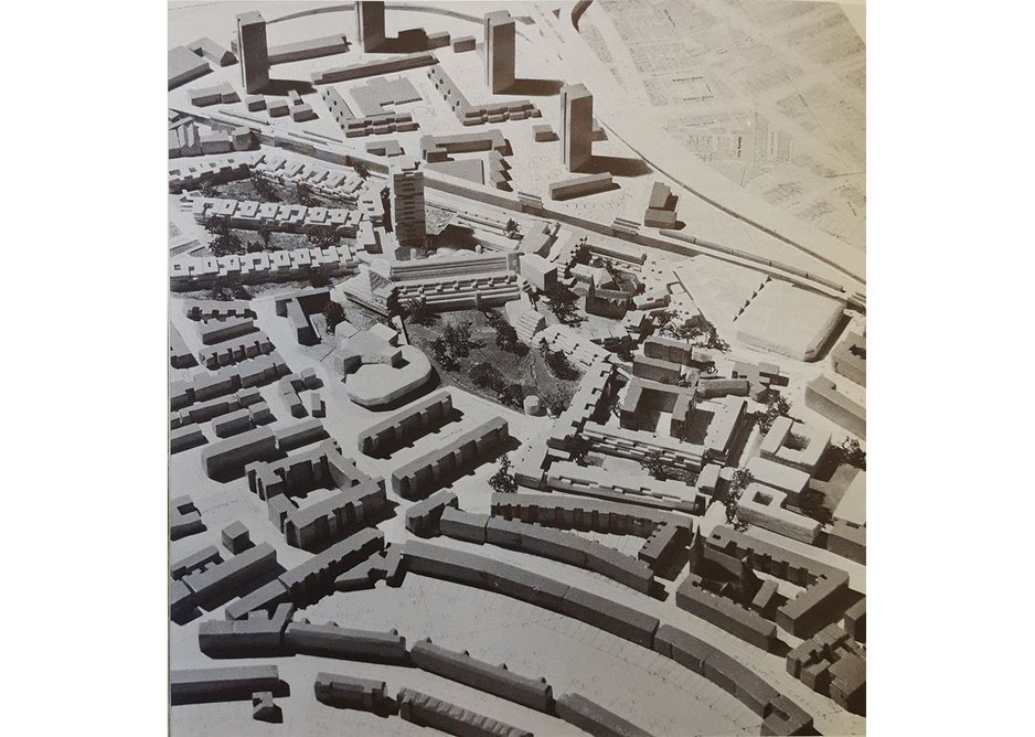 The 1968 model of the Lancaster West estate, with Grenfell Tower at the centre.