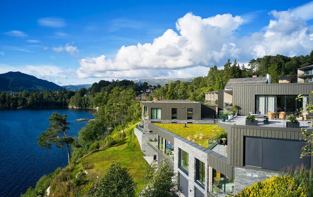 VM Zinc Pigmento Grey standing seam facades at the Skjoldnes complex, near Bergen, Norway. 3RW architects.