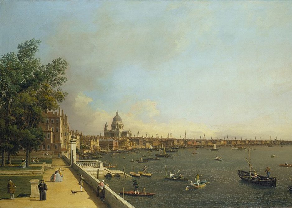 London, all spires and sails in Canaletto's London The Thames from Somerset House Terrace towards the City.