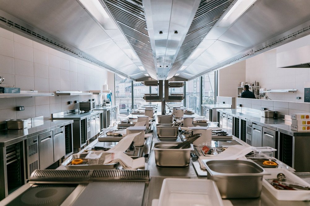 One of the professional kitchens in the Ferrandi cookery school, its first branch outside Paris.