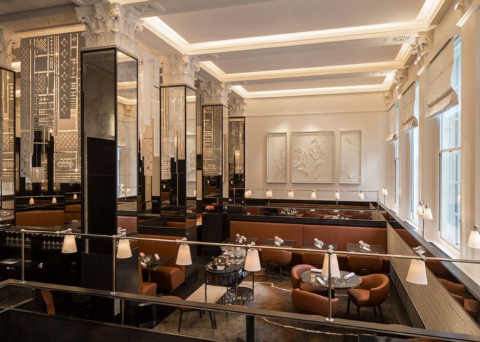 Evo-Blade razor edge trim and Oscar Elite smooth acoustic plaster throughout La Dame De Pic Restaurant at the Four Seasons Hotel London.