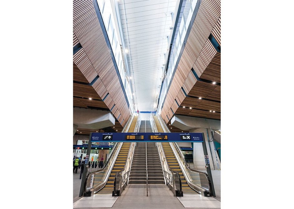 User orientation from concourse level is assisted with a rise to the light.