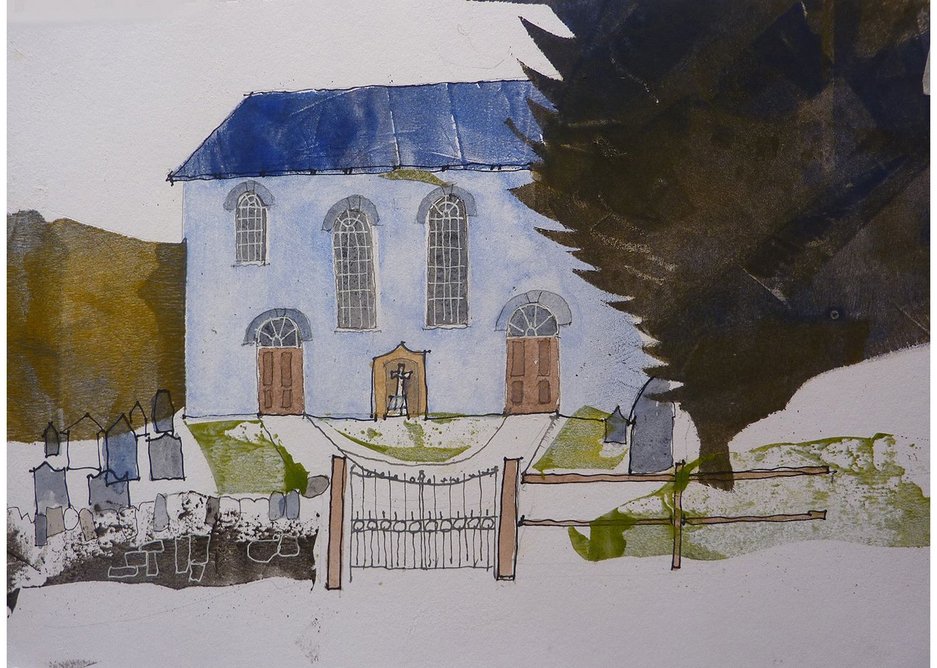 Chapel at Rhydlewis by Dick Evans, from the exhibition Dick Evans Welsh Chapels at MOMA, Machynlleth.