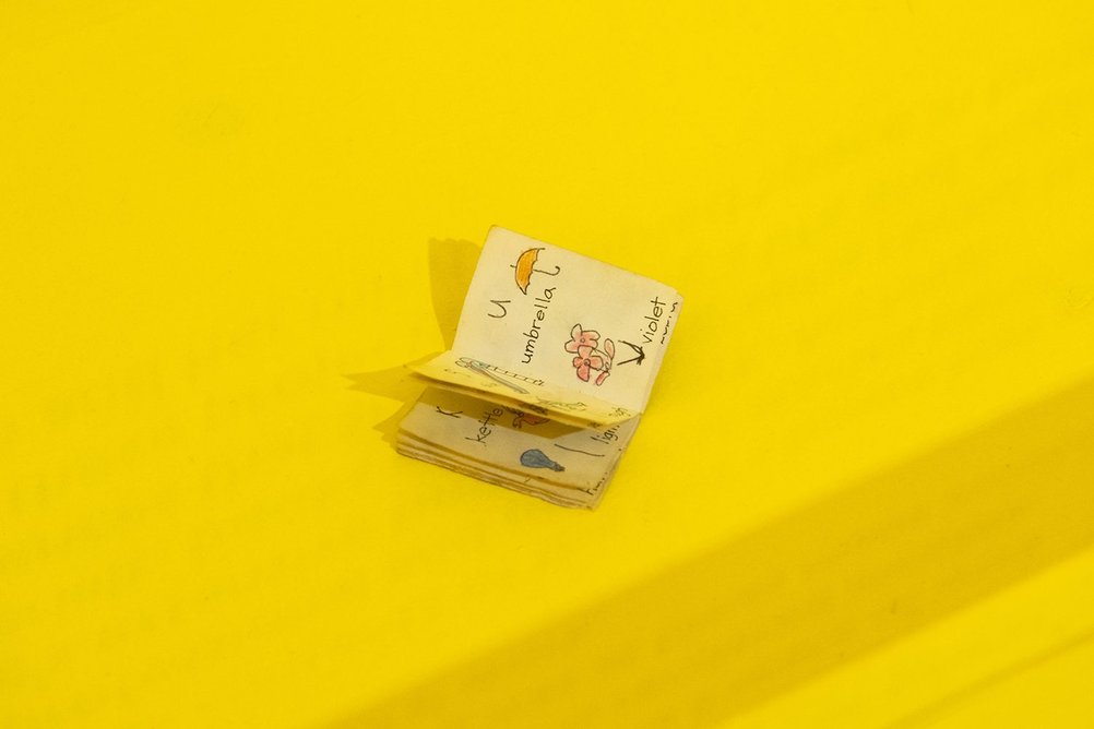 One of many tiny items of furniture and accessories made by MJ Long for the dolls house. From Portraits of Practice: The Life and Work of MJ Long at the Architectural Association.