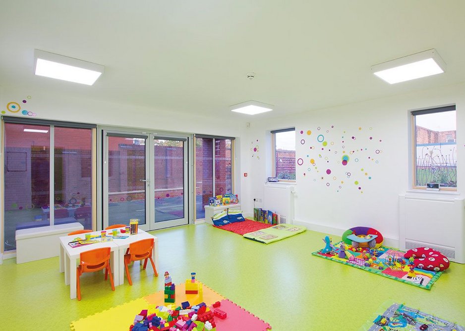 The creche and its outdoor playground can be packed up and the space used for other functions.