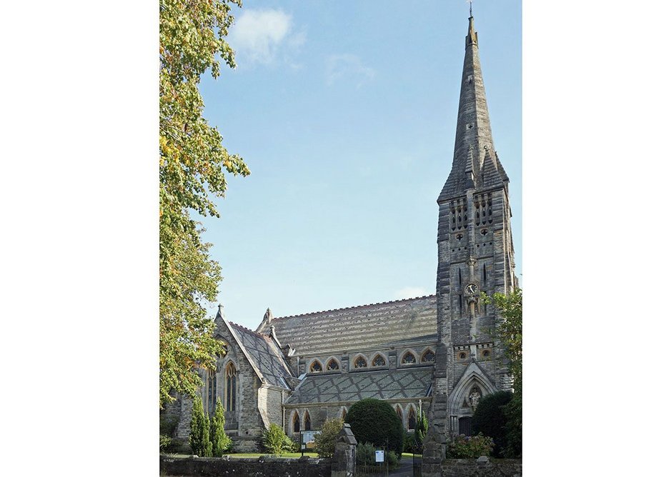 The distinctly strange tower and spire of St Marks Tunbridge Wells by Roumieu.