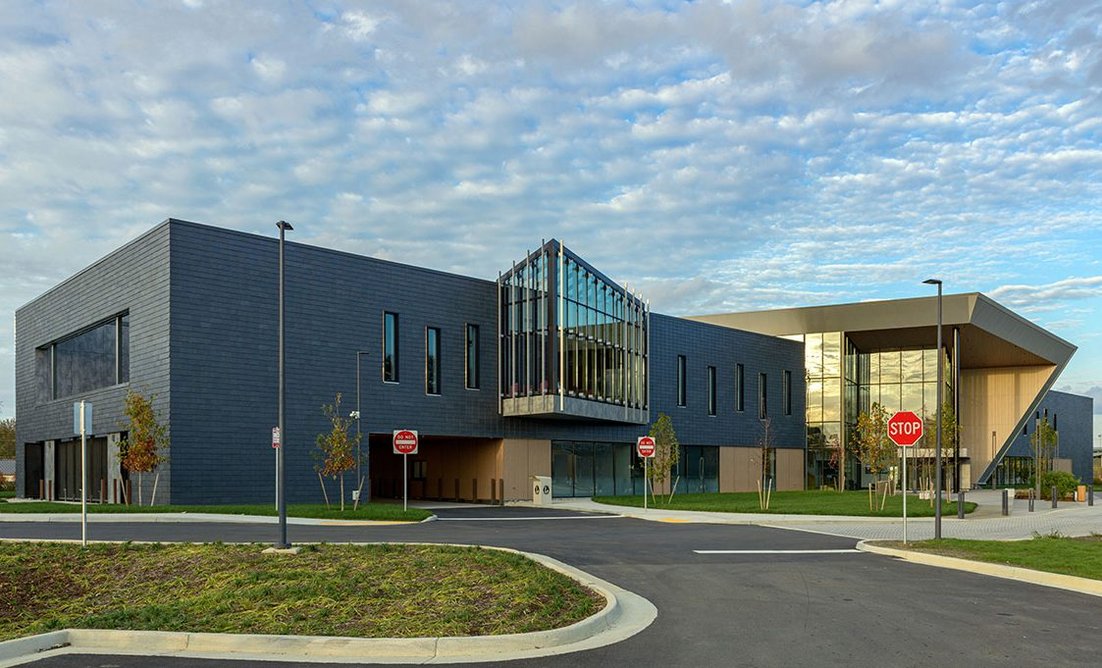 Cupaclad 101 Parallel slate cladding at Henrico County Public Library, Virginia, USA.