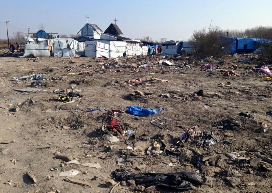 Migrant Church Calais after demolition of surrounding encampment