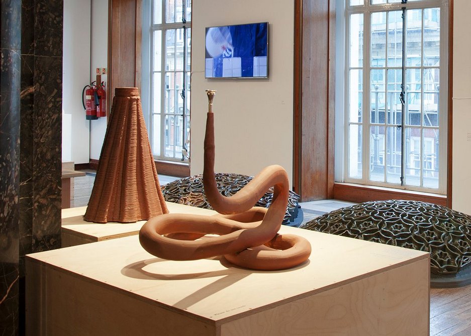 Life of Clay exhibition installation showing clay aerophone created by Nastassja Simensky.