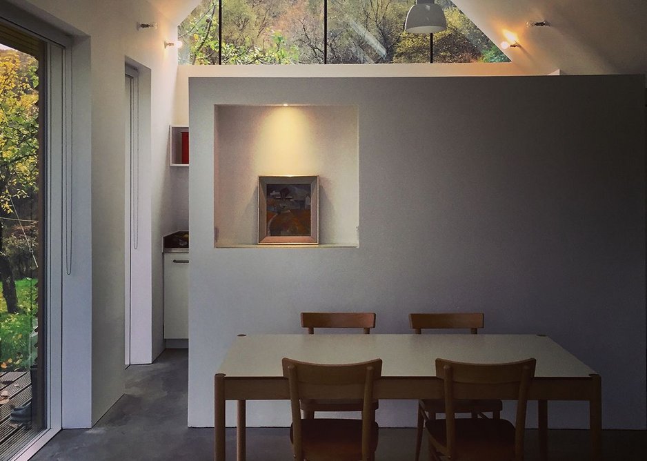 Fernaig Cottage, interior south view, Scampton and Barnett Architects.