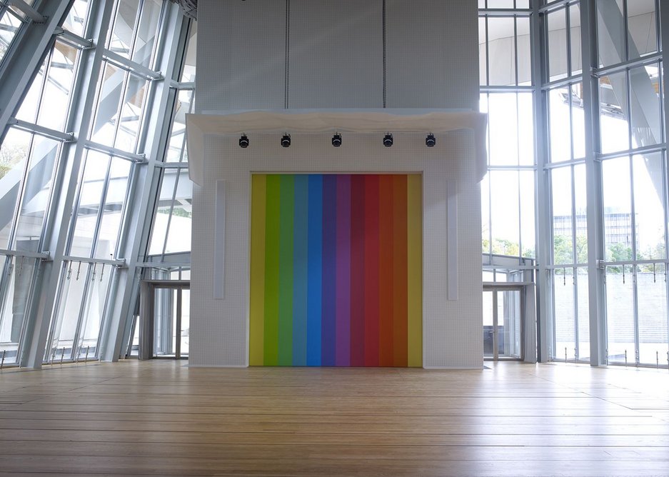 Looking past the Ellsworth Kelly toward the stepped waterfall from the lower level Auditorium.