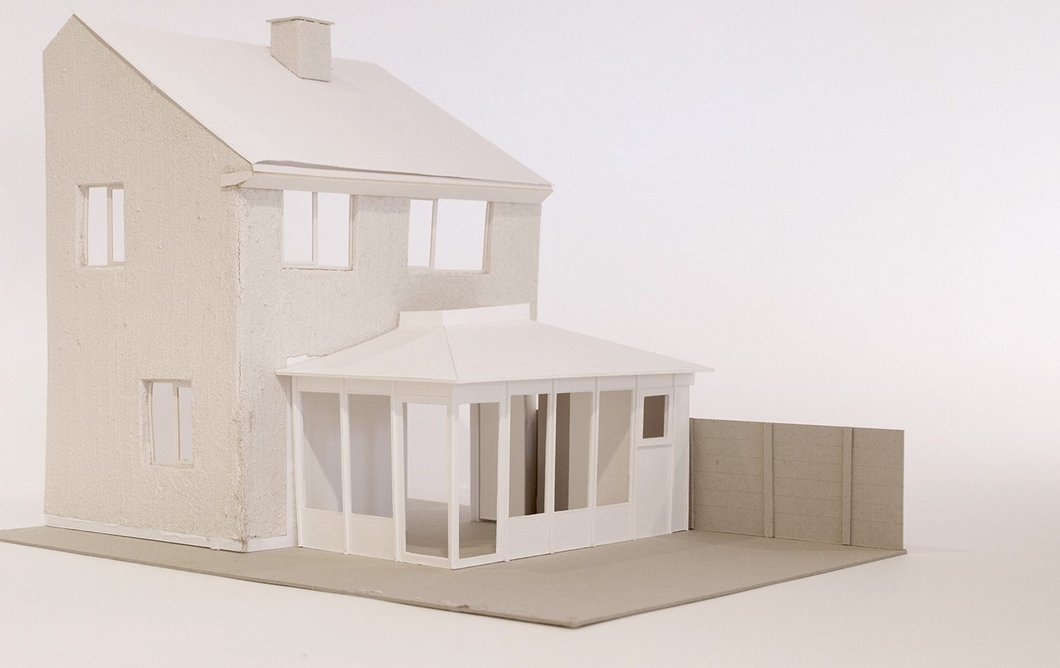 Model for Editional Studio’s Holcombe Walk garden room, set to be clad in the client’s own handmade and fired tiles.