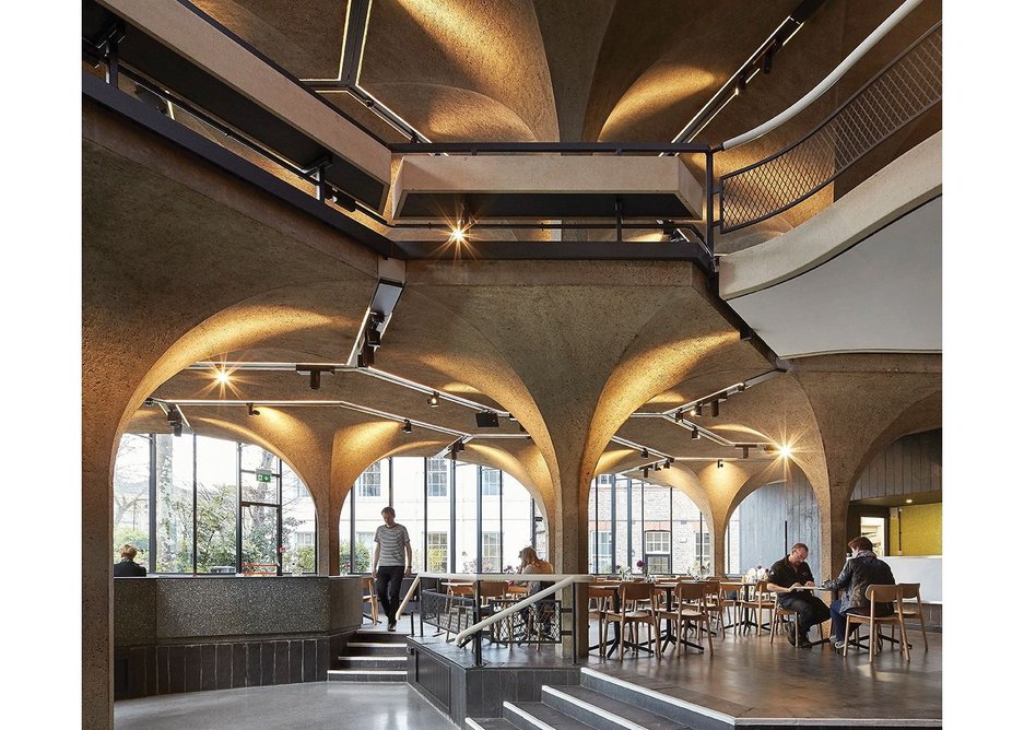 Sound and lighting tracks have been cut into the original concrete vaults in the ground floor restaurant and first floor bar.