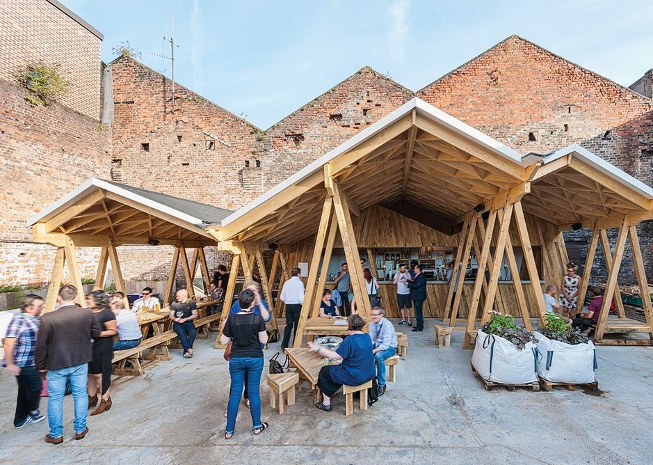 Roof pitches  echo those of the remaining walls.