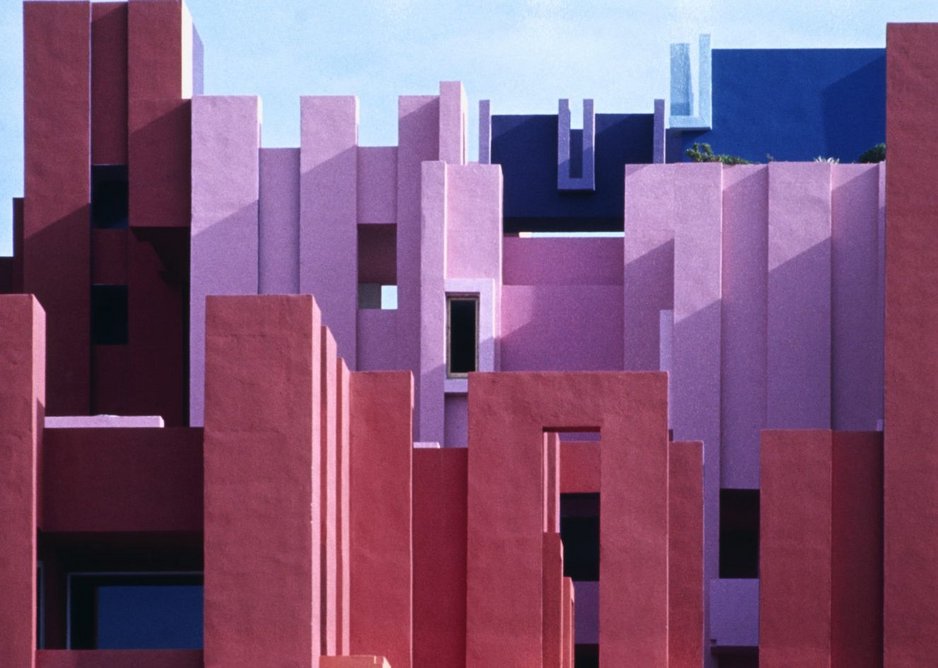 The Red Wall, Muralla Roja, Spain. Its 50 apartments were designed in the 1970s by Ricardo Bofill and Taller de Arquitectura.