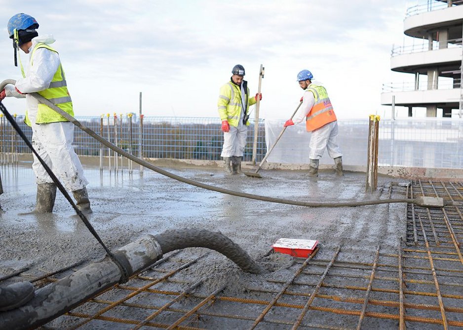 Casting the slab and sleeve in place at Vista.