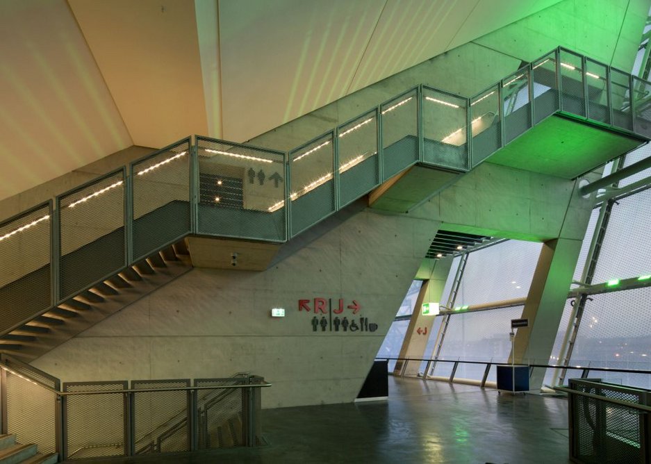 The Hydro Arena – integrated task and 3-hour emergency lighting, resulting in a uniformly lit 2.4m stair treads.