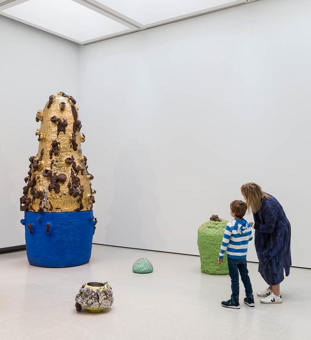 Installation view of work by Takuro Kuwata at Strange Clay - Ceramics in Contemporary Art, at the Hayward Gallery (until 8 January 2023). Photo Mark Blower. Courtesy the Hayward Gallery