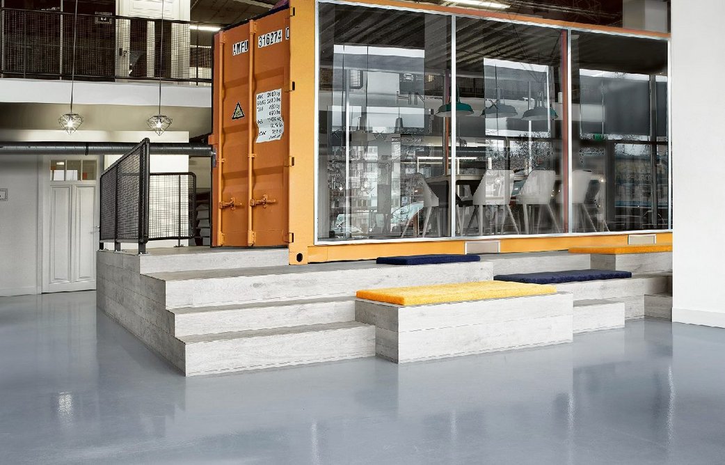 Arturo resin flooring: Cool grey satin gloss creates an industrial feel.