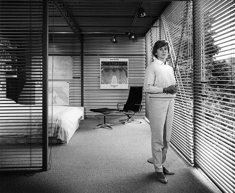 Hopkins' House, Downshire Hill, Hampstead, London:  Patti Hopkins in the master bedroom.