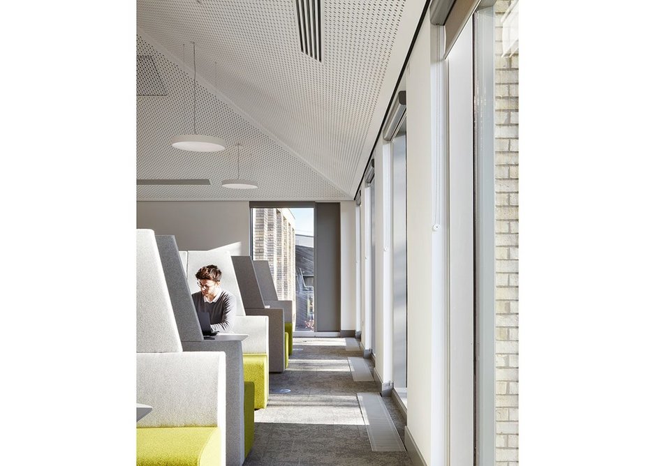 Freestanding study carrels on the second floor. Natural lighting and acoustics are excellent.