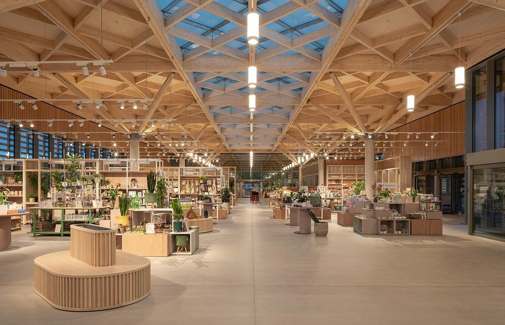 Interior of the Welcome Building at RHS Garden Bridgwater, Worsley.