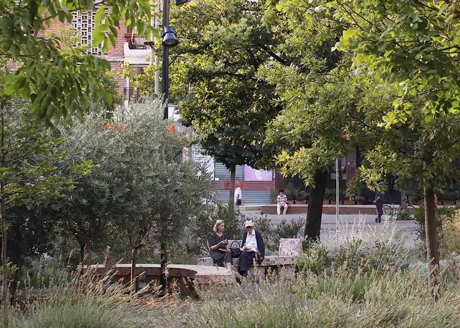 Film still from Untitled (The Things Around Us, 2020), featured in the CCA exhibition The Things Around Us, of plants surrounding Skanderbeg Square in Tirana, Albania © Maxime Delvaux, 51N4E