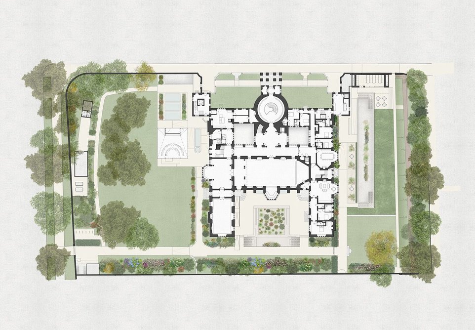 Ground floor plan and landscaping.