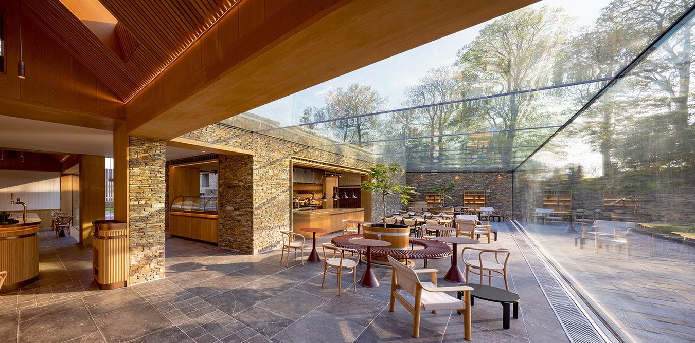 The open kitchen and productive garden add animation to views from the café.