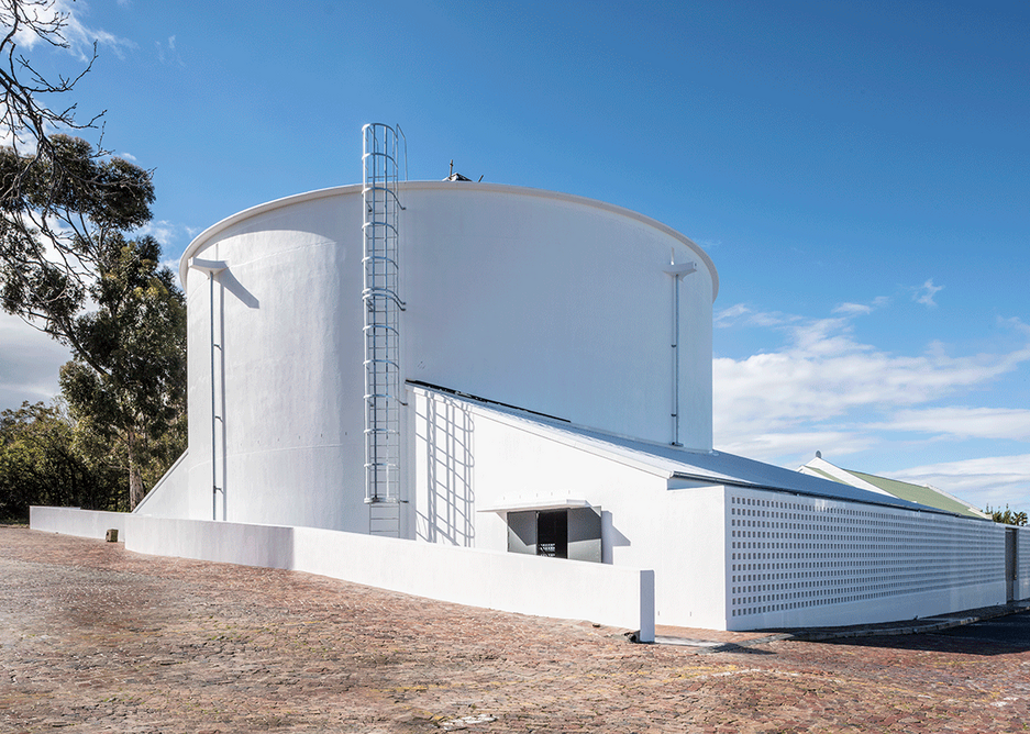 The outside of the church shows the influence of local vineyard buildings.