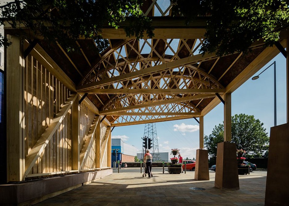 The pavilion acts as a portal on the Greenway pedestrian and cycle route.