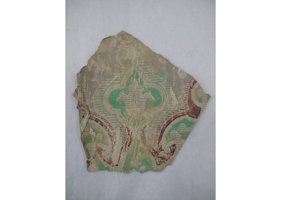 Fragment of wallpaper c1830-1860, collected from Brook End Farm, near Hackney. Courtesy of the Museum of the Home